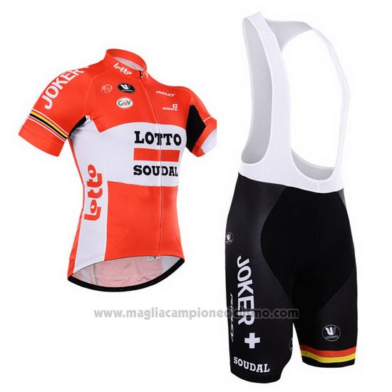 2015 Abbigliamento Ciclismo Lotto Soudal Bianco Rosso Manica Corta e Salopette